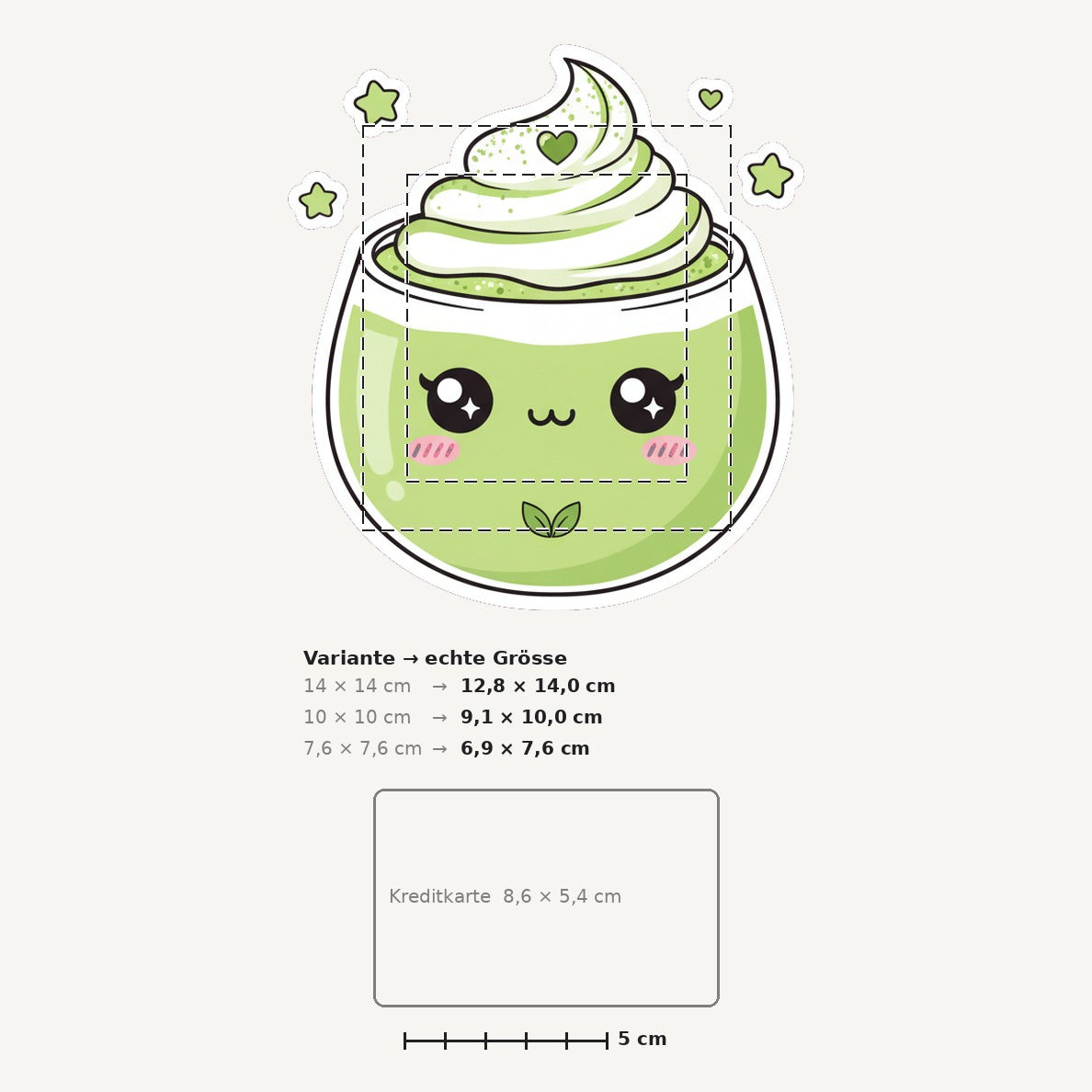 Grössenvergleich – Sticker «Matcha» · 1 Stück