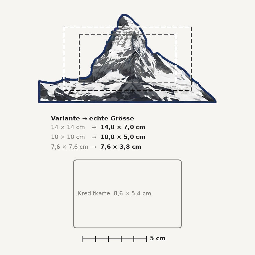 Grössenvergleich – Schweiz-Sticker «Matterhorn» · 1 Stück