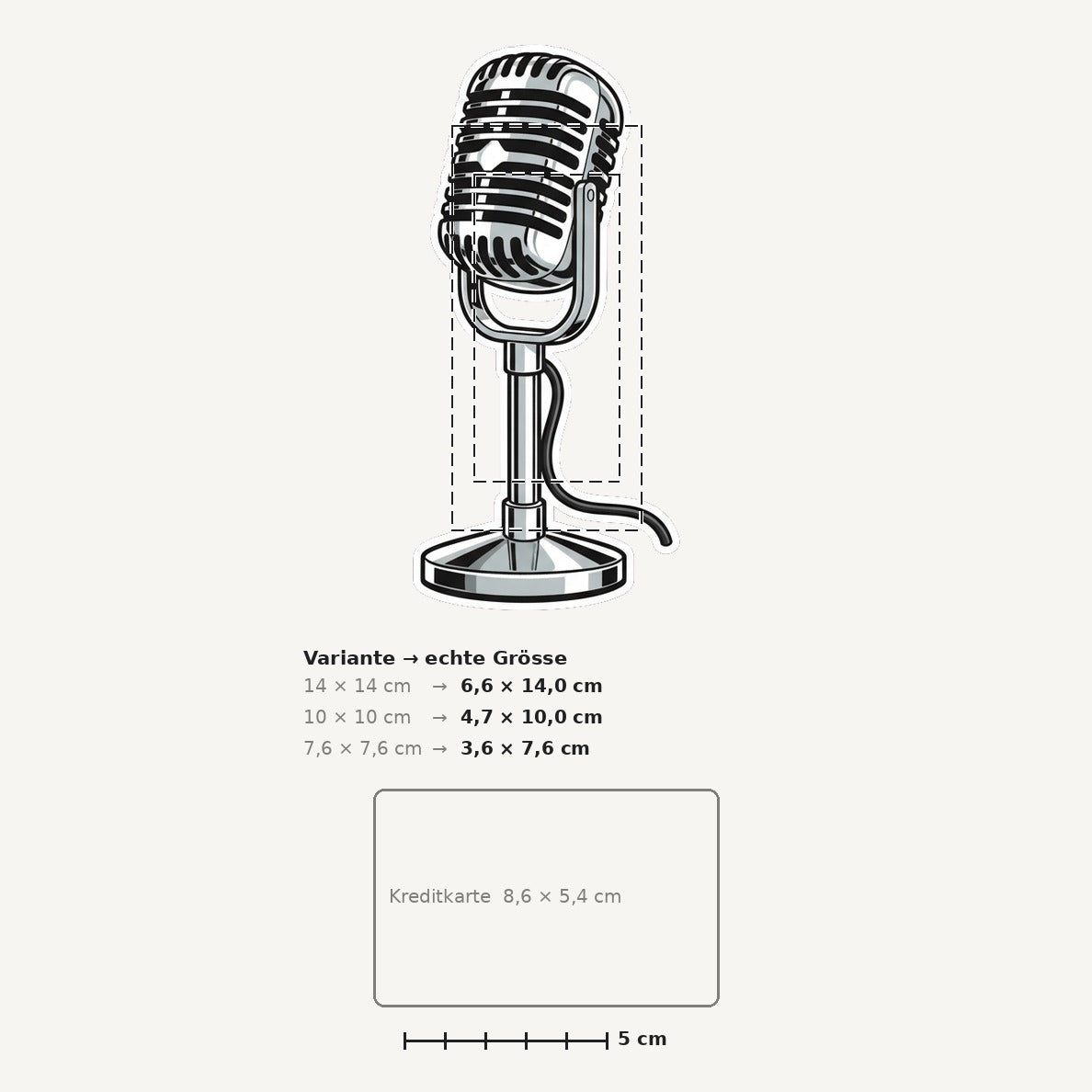 Grössenvergleich – Sticker «Microphone» · 1 Stück