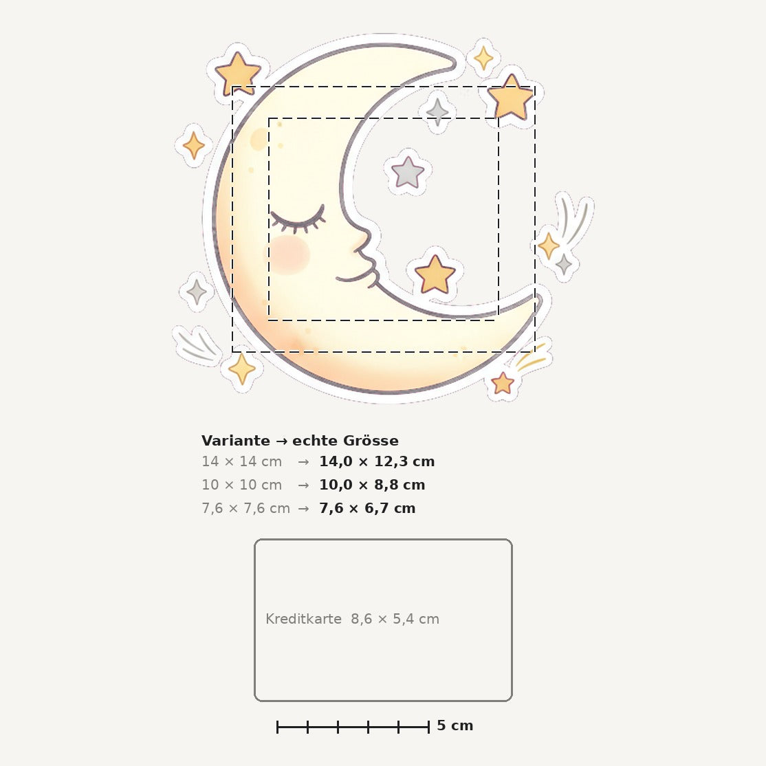 Grössenvergleich – Sticker «Moon» · 1 Stück