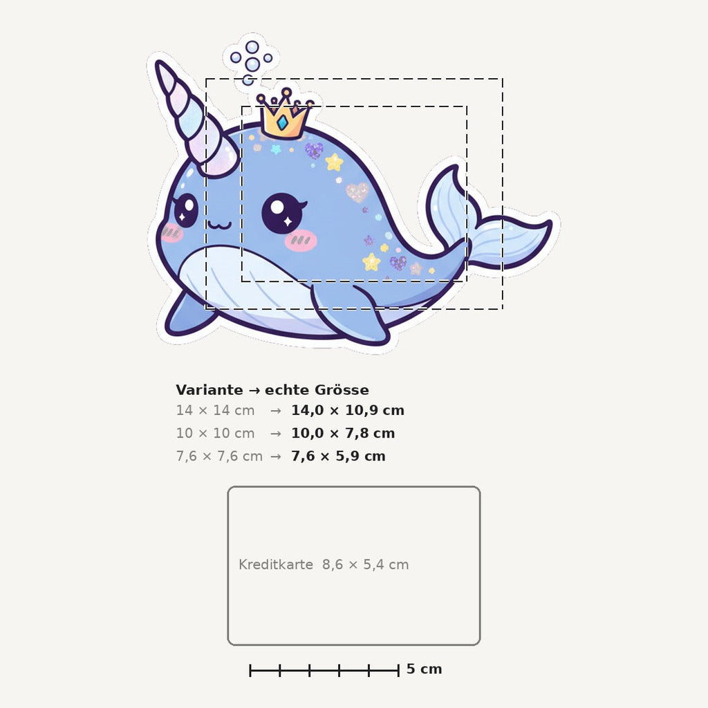 Grössenvergleich – Sticker «Narwhal» · 1 Stück