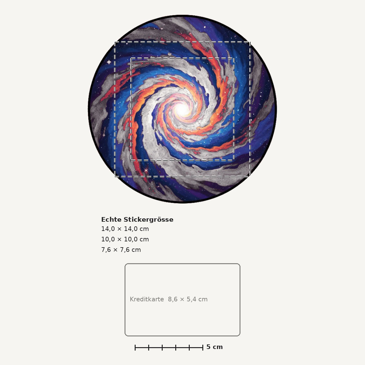 Grössenvergleich – Sticker «Nebula Swirl» · 1 Stück