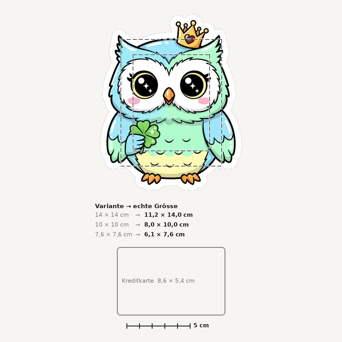 Grössenvergleich – Sticker «Owl» · 1 Stück
