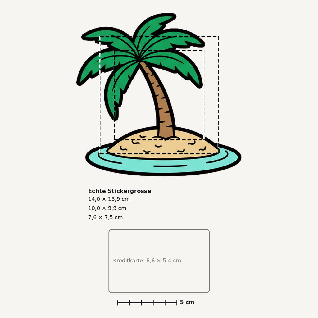 Grössenvergleich – Sticker «Palm Island» · 1 Stück