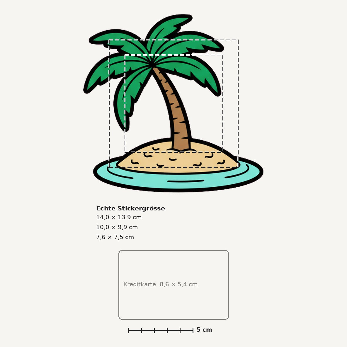 Grössenvergleich – Sticker «Palm Island» · 1 Stück