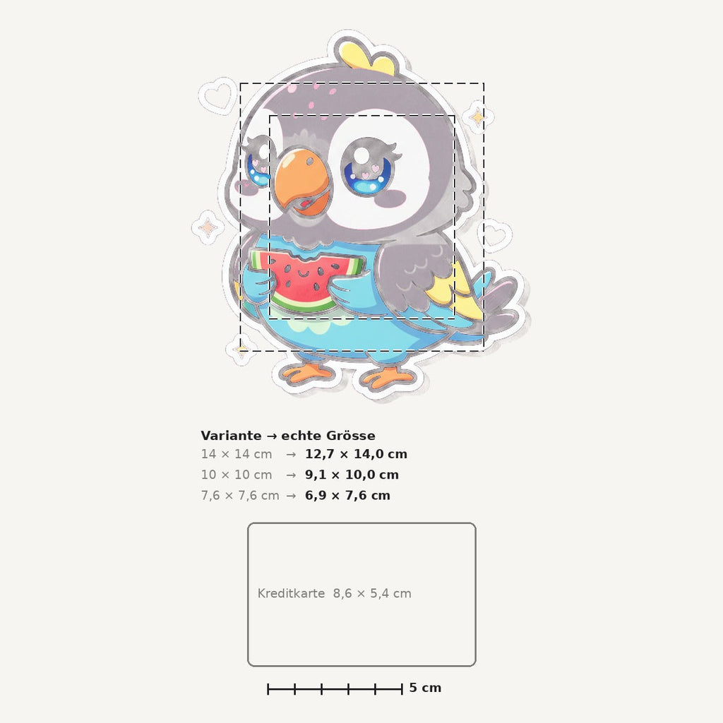 Grössenvergleich – Sticker «Parrot» · 1 Stück
