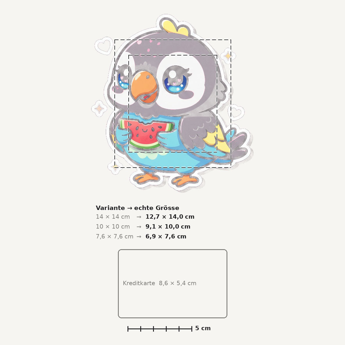 Grössenvergleich – Sticker «Parrot» · 1 Stück