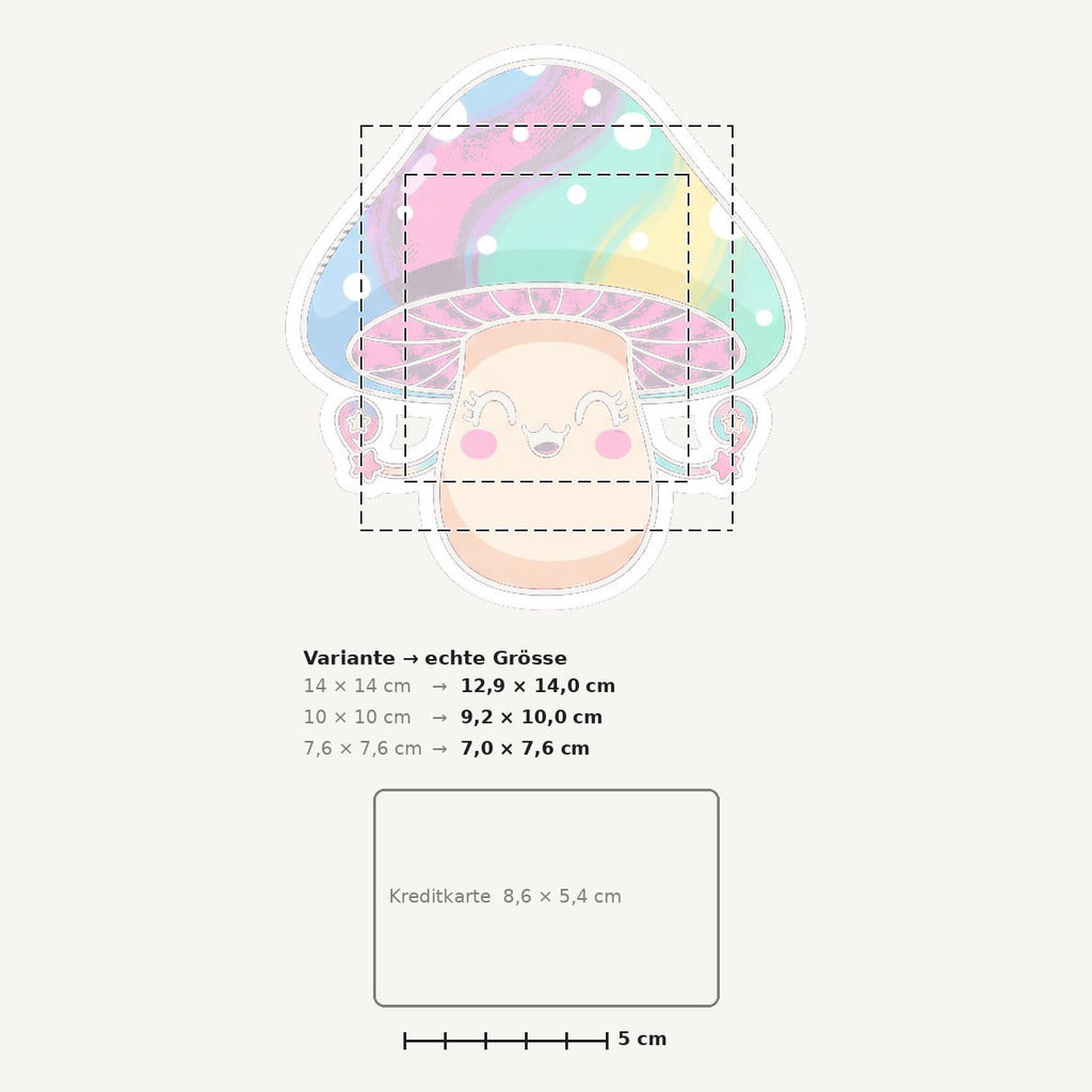 Grössenvergleich – Sticker «Pastel Mushroom» · 1 Stück
