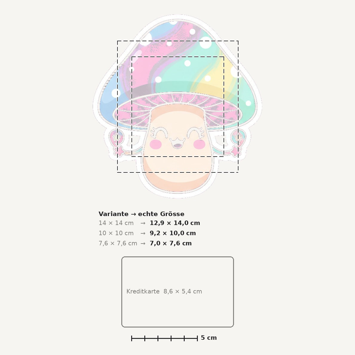 Grössenvergleich – Sticker «Pastel Mushroom» · 1 Stück