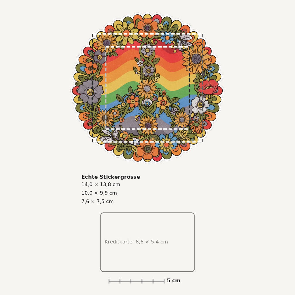 Grössenvergleich – Sticker «Peace Groovy» · 1 Stück