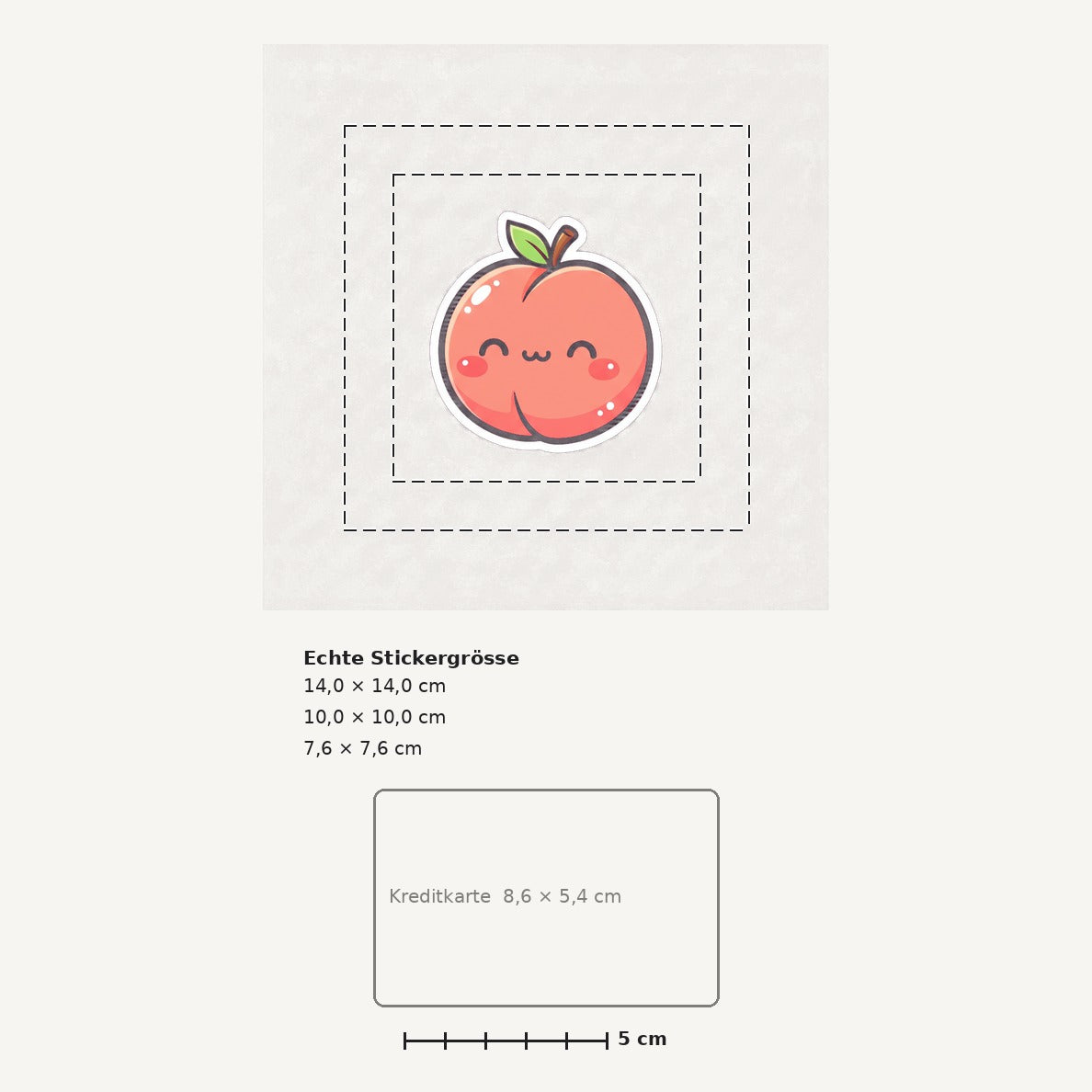 Grössenvergleich – Sticker «Peach» · 1 Stück