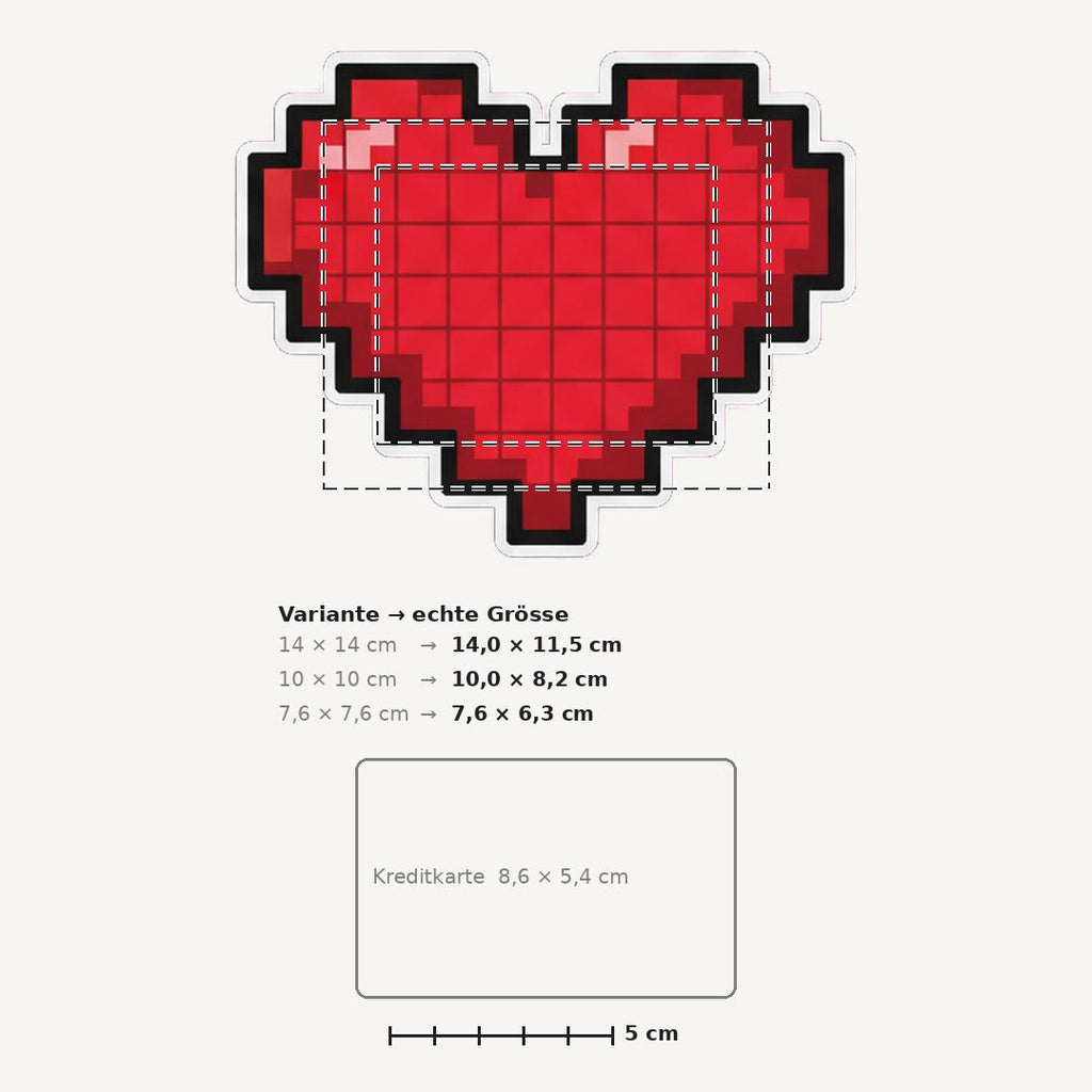 Grössenvergleich – Sticker «Pixel Heart» · 1 Stück