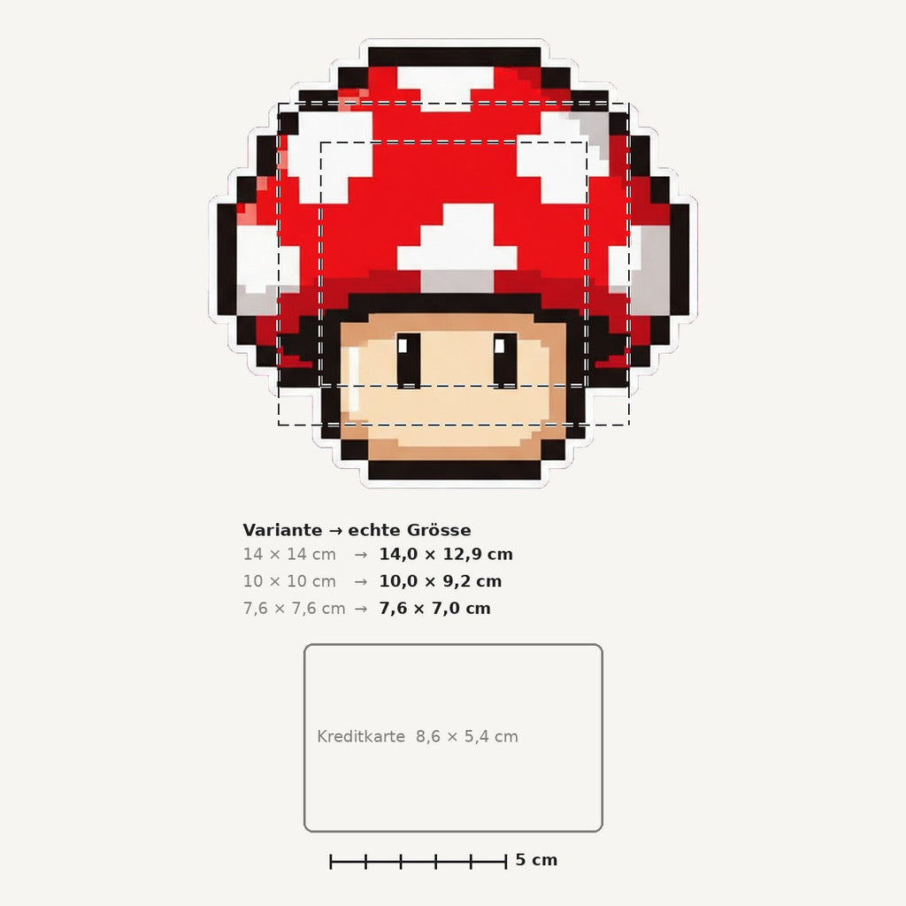 Grössenvergleich – Sticker «Pixel Mushroom» · 1 Stück