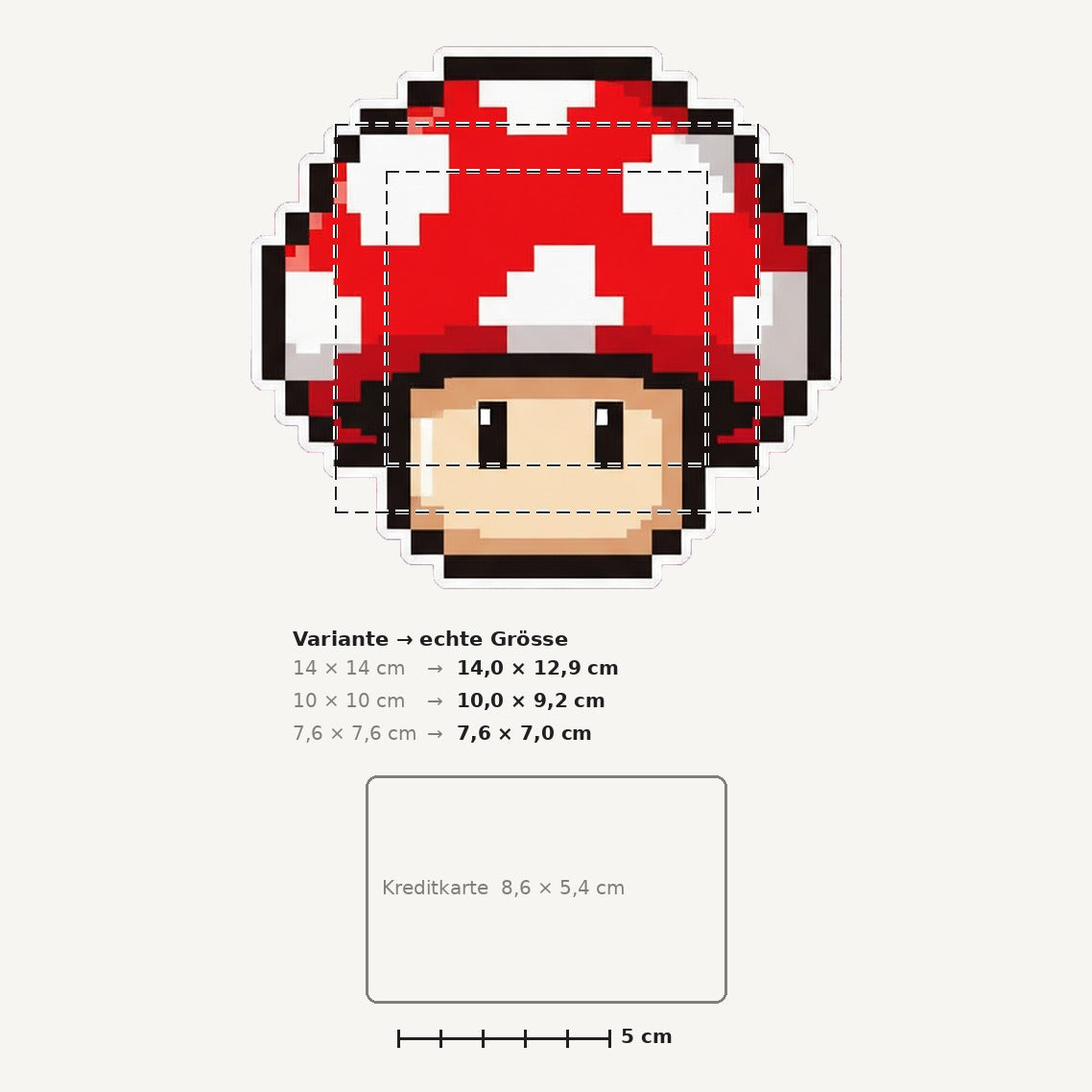 Grössenvergleich – Sticker «Pixel Mushroom» · 1 Stück