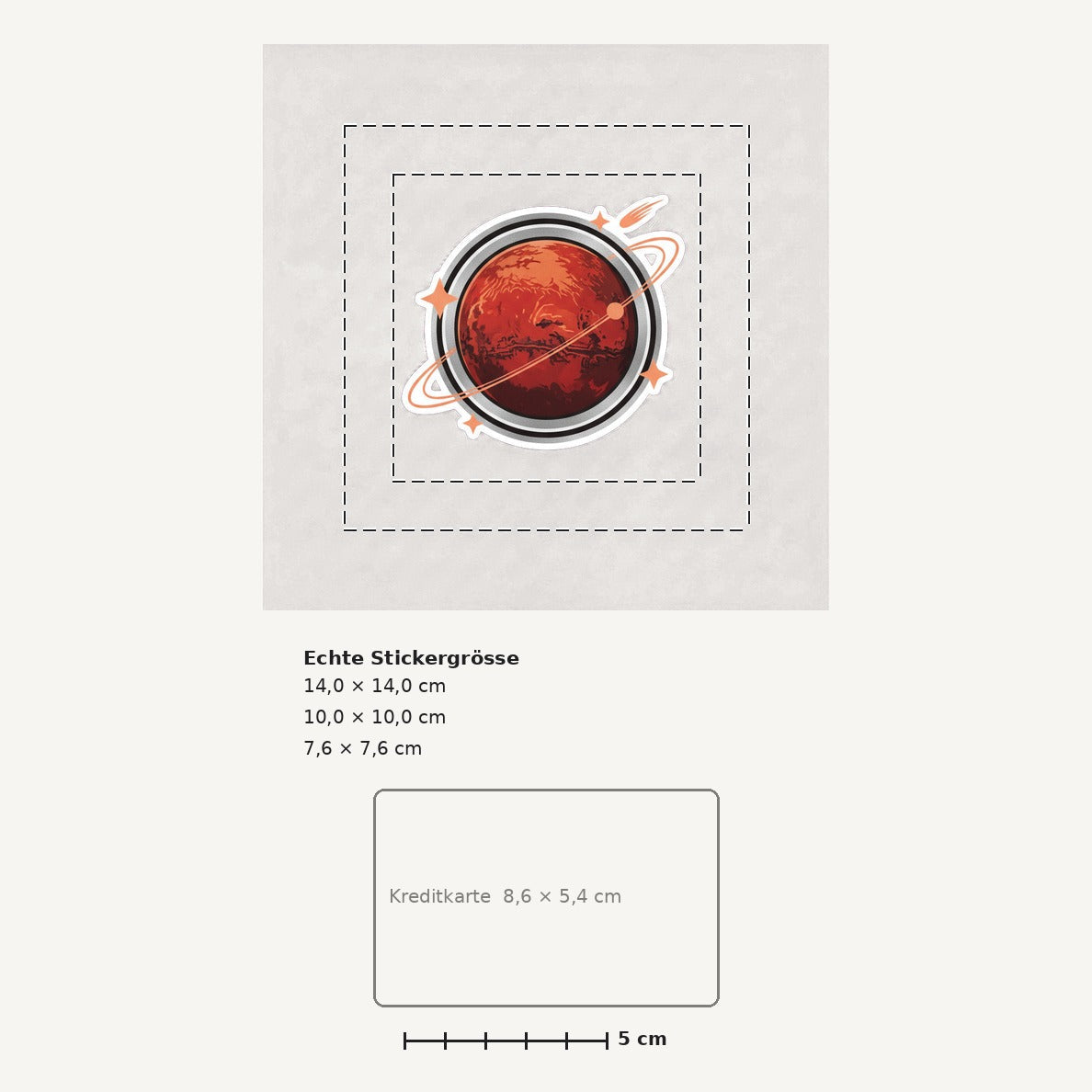 Grössenvergleich – Sticker «Planet Mars» · 1 Stück
