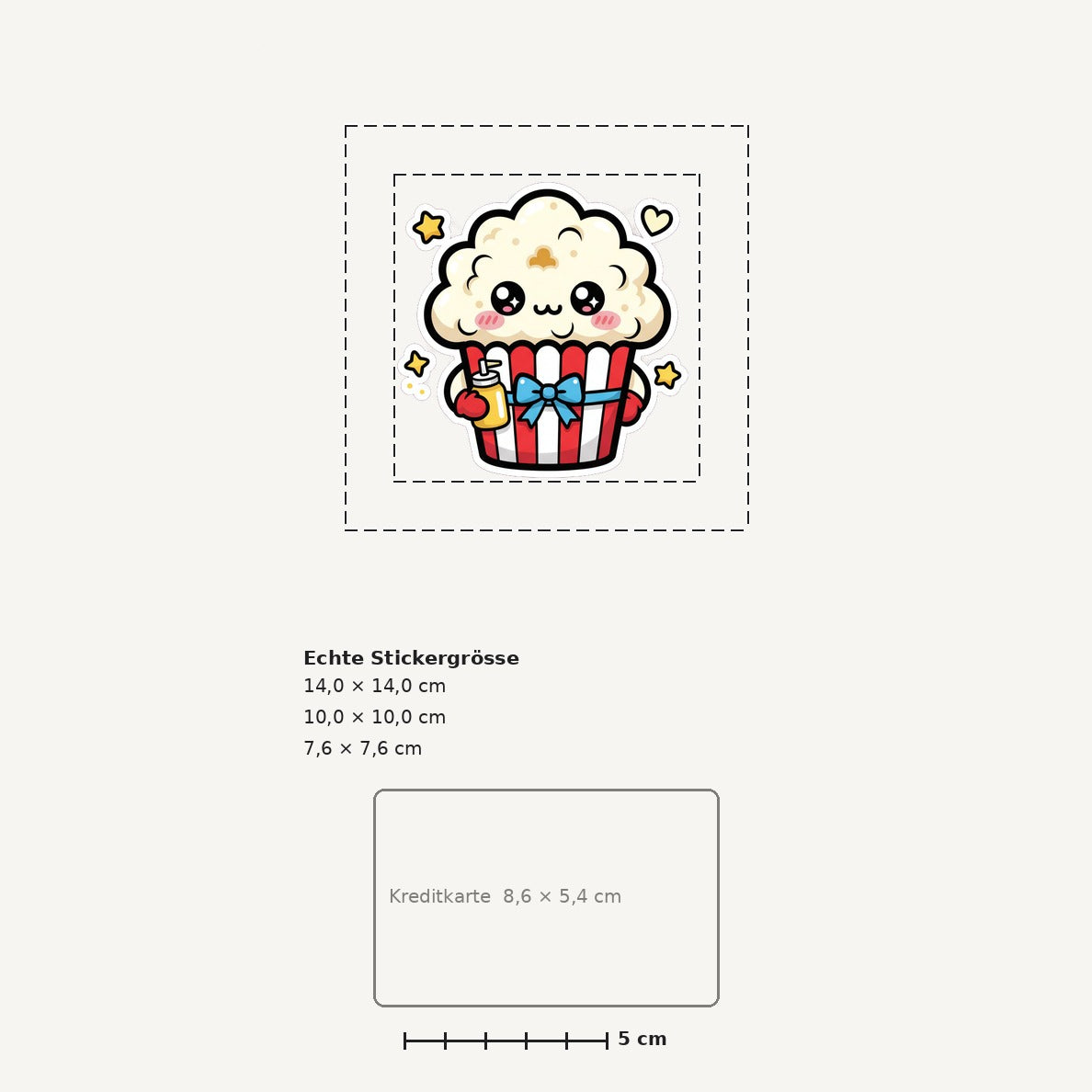Grössenvergleich – Sticker «Popcorn» · 1 Stück