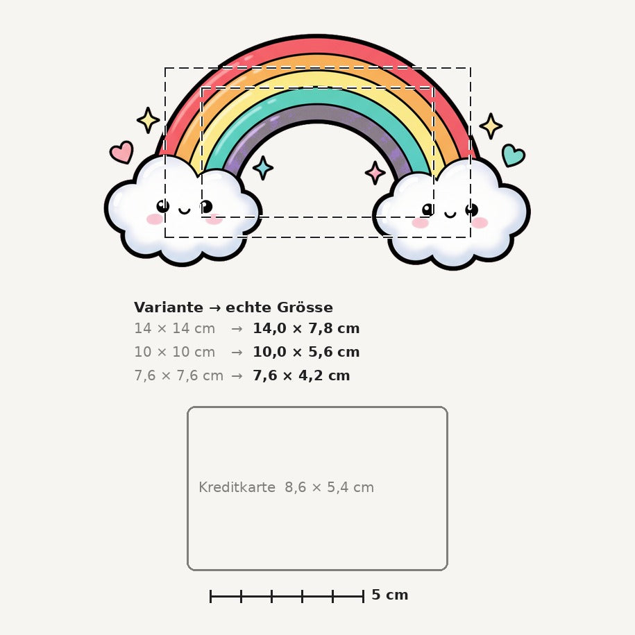 Grössenvergleich – Sticker «Rainbow Cloud» · 1 Stück