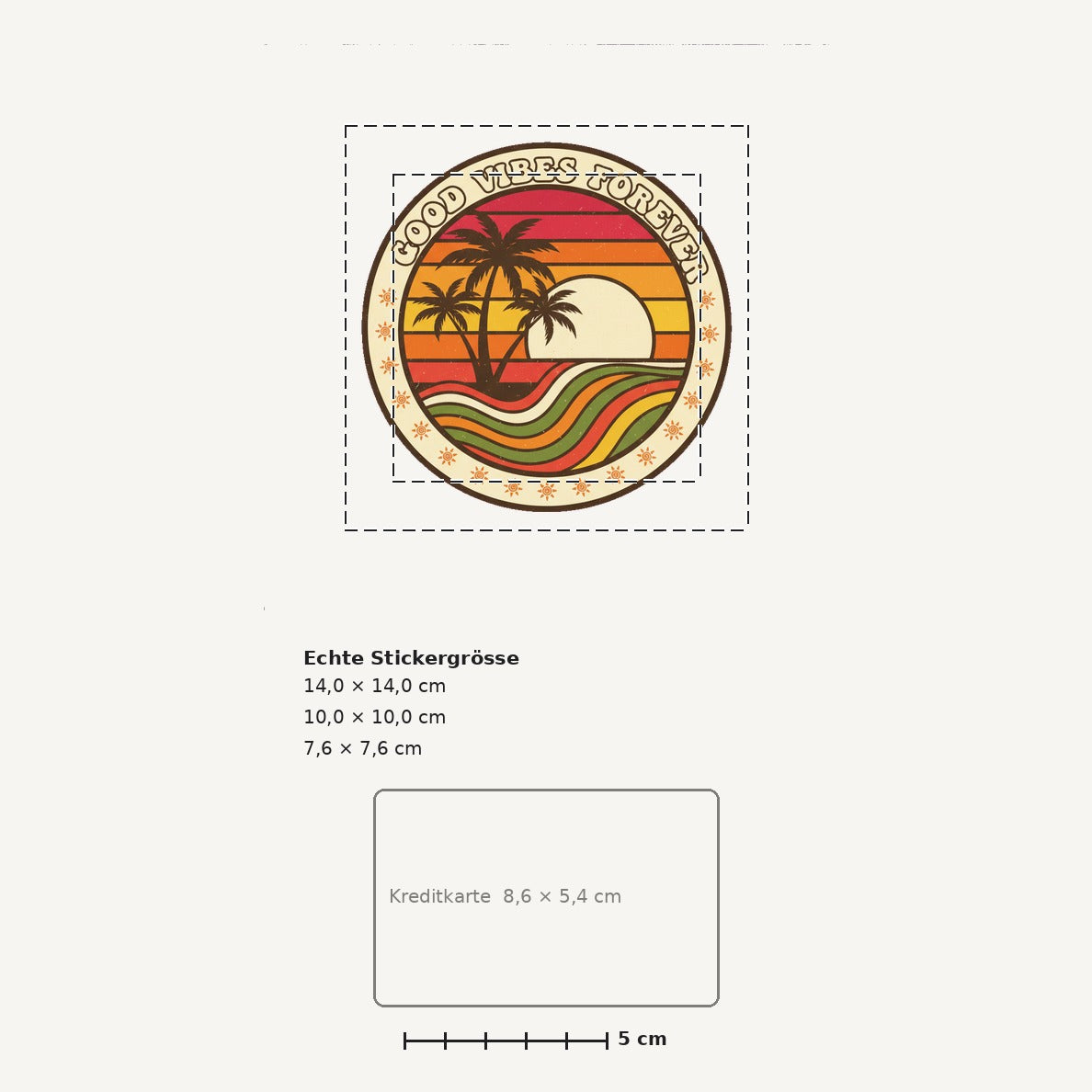 Grössenvergleich – Sticker «Retro Sunset» · 1 Stück