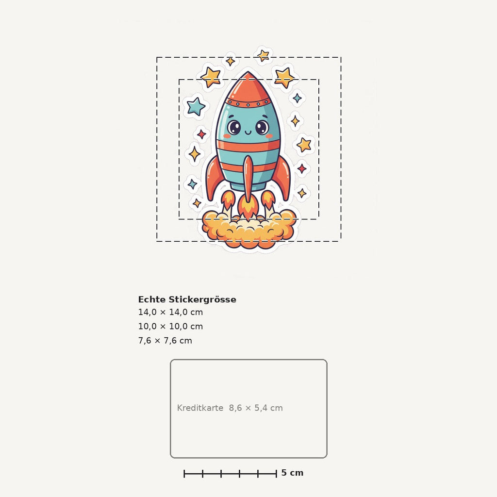 Grössenvergleich – Sticker «Rocket» · 1 Stück
