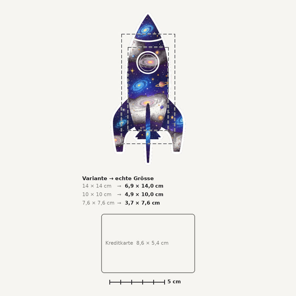 Grössenvergleich – Sticker «Rocket2» · 1 Stück