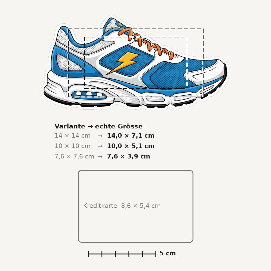 Grössenvergleich – Sticker «Running Shoe» · 1 Stück