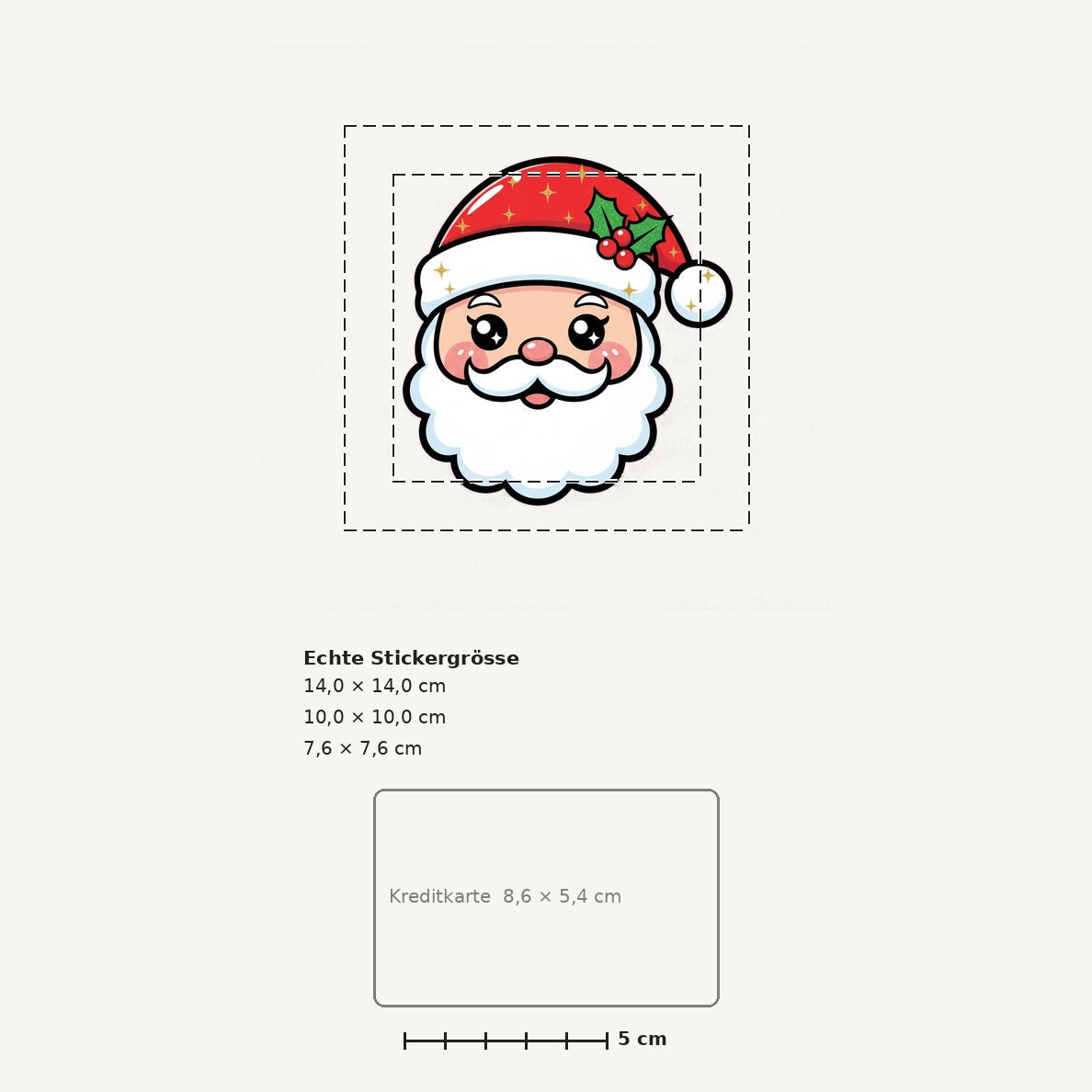 Grössenvergleich – Sticker «Santa» · 1 Stück