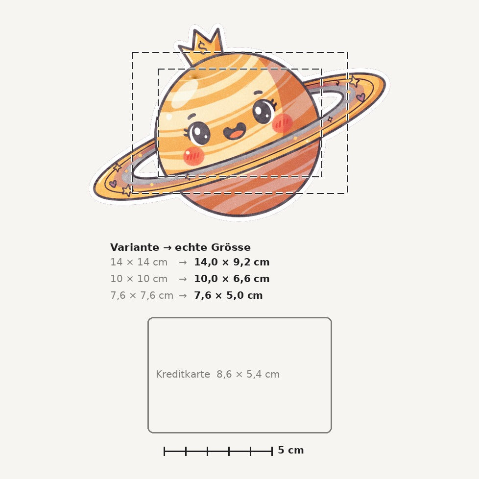 Grössenvergleich – Sticker «Saturn» · 1 Stück