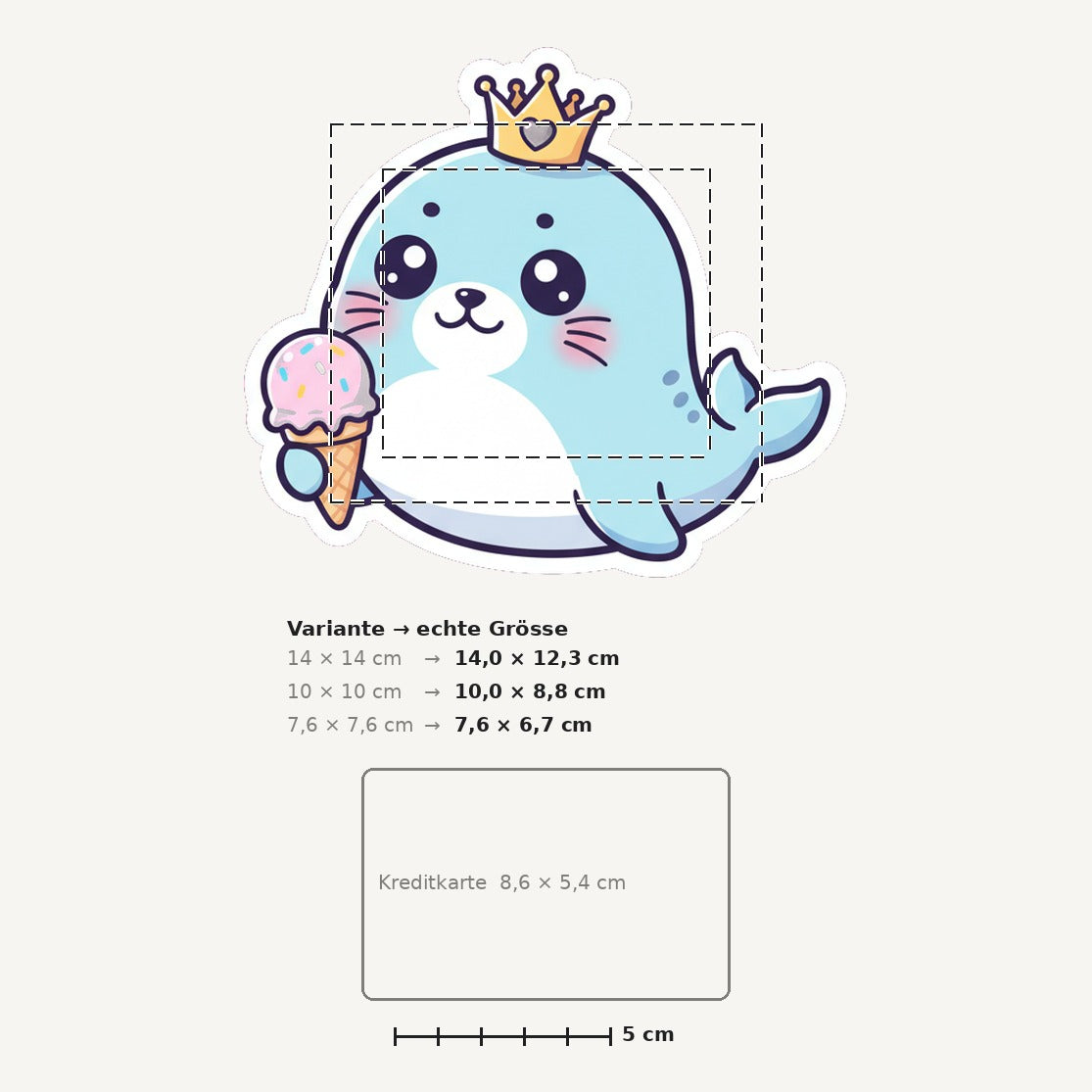 Grössenvergleich – Sticker «Seal» · 1 Stück