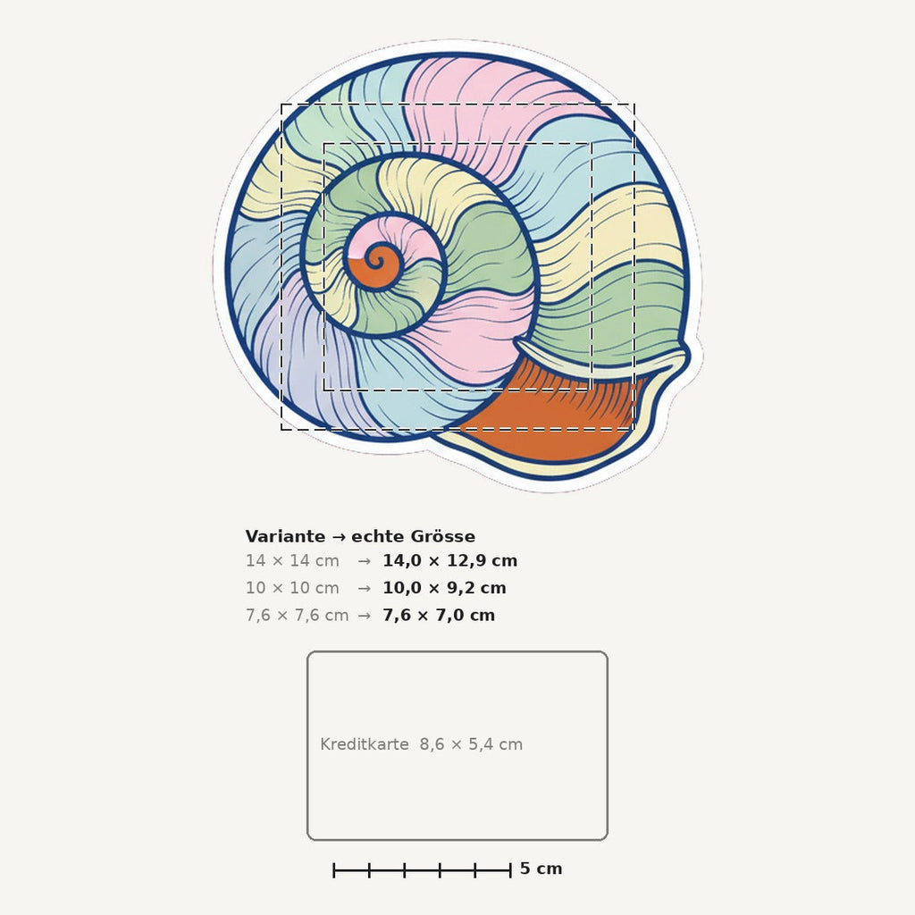 Grössenvergleich – Sticker «Seashell» · 1 Stück