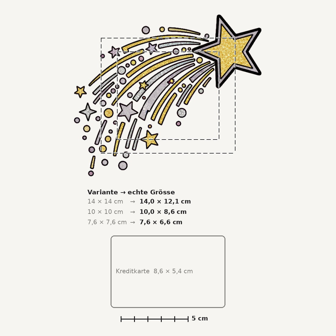 Grössenvergleich – Sticker «Shooting Star» · 1 Stück
