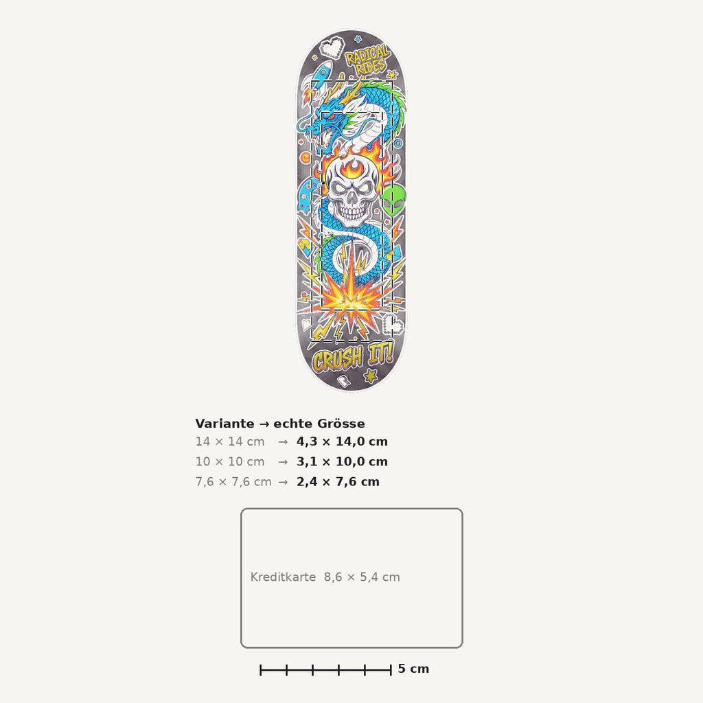 Grössenvergleich – Sticker «Skateboard» · 1 Stück