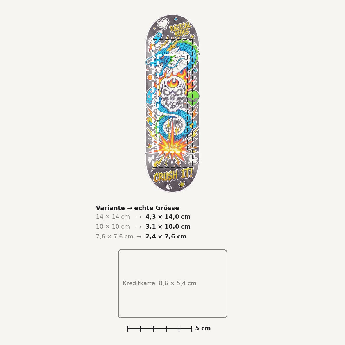 Grössenvergleich – Sticker «Skateboard» · 1 Stück