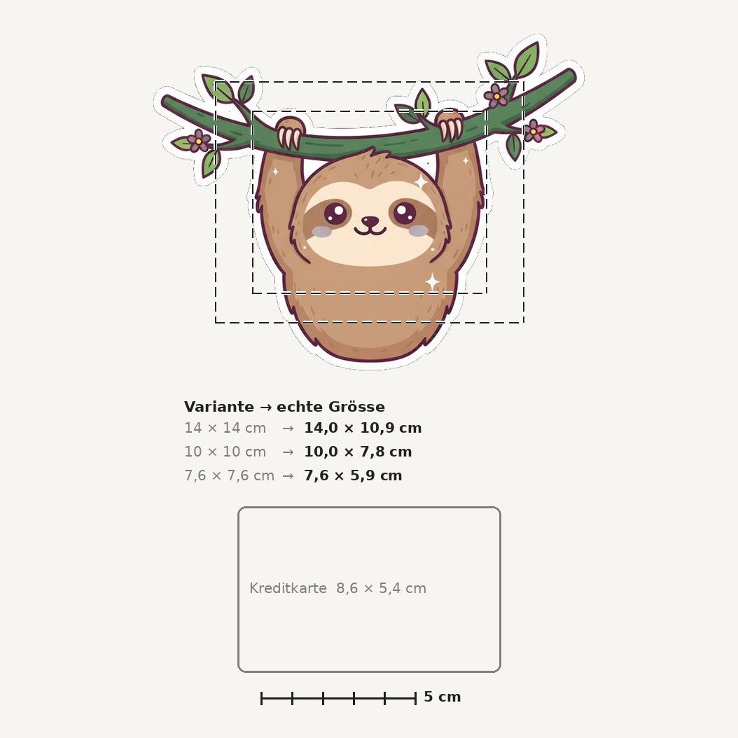 Grössenvergleich – Sticker «Sloth» · 1 Stück