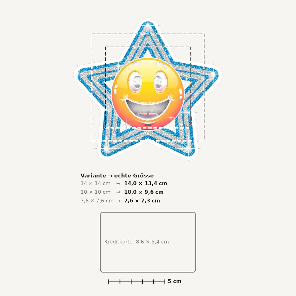 Grössenvergleich – Sticker «Smiley Star» · 1 Stück