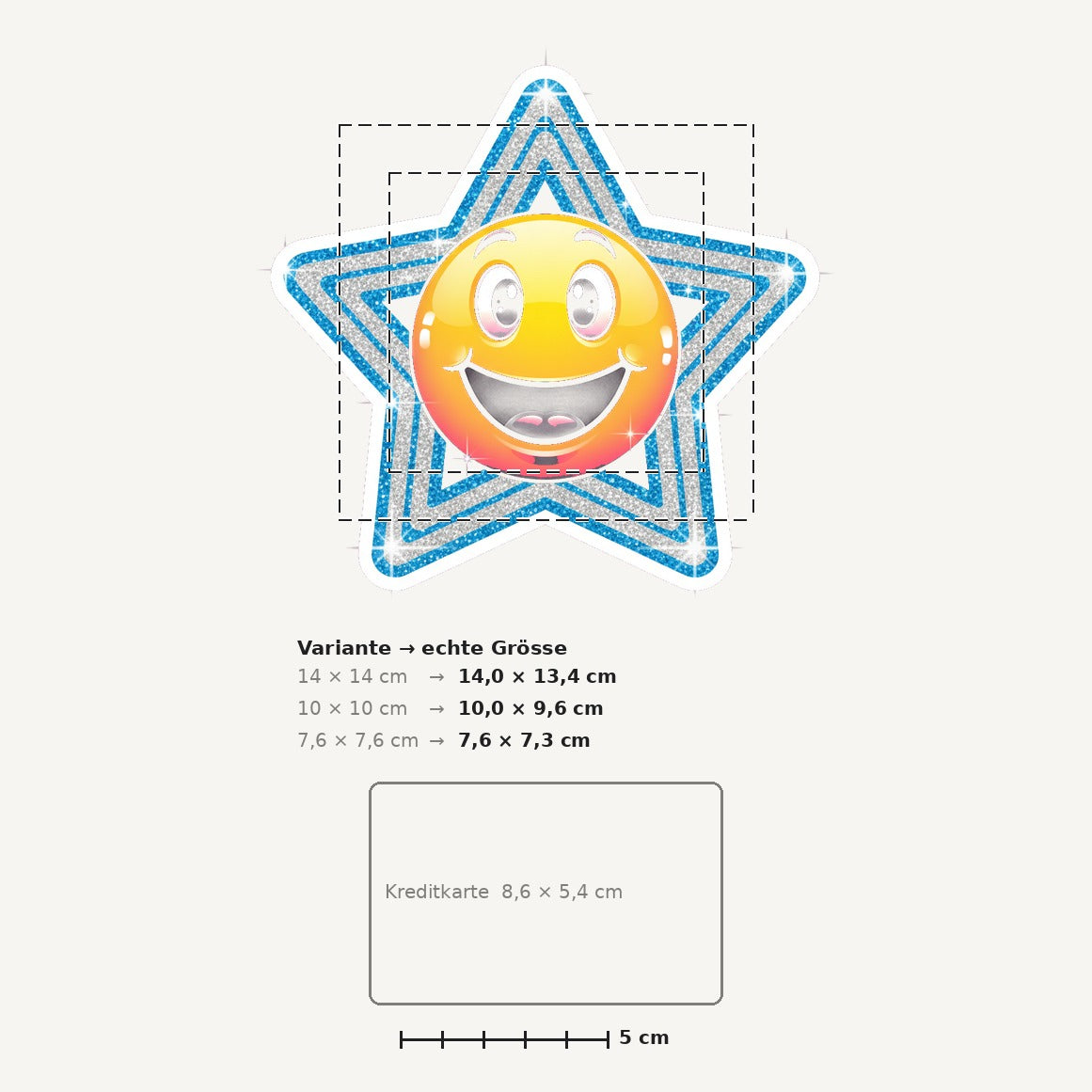 Grössenvergleich – Sticker «Smiley Star» · 1 Stück