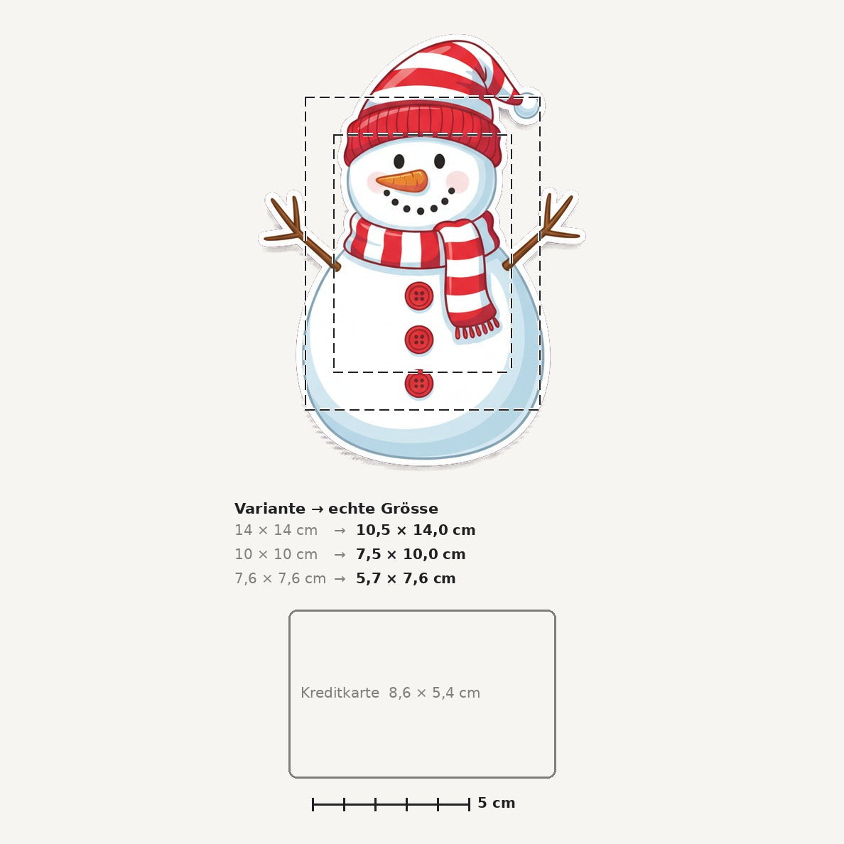 Grössenvergleich – Sticker «Snowman» · 1 Stück