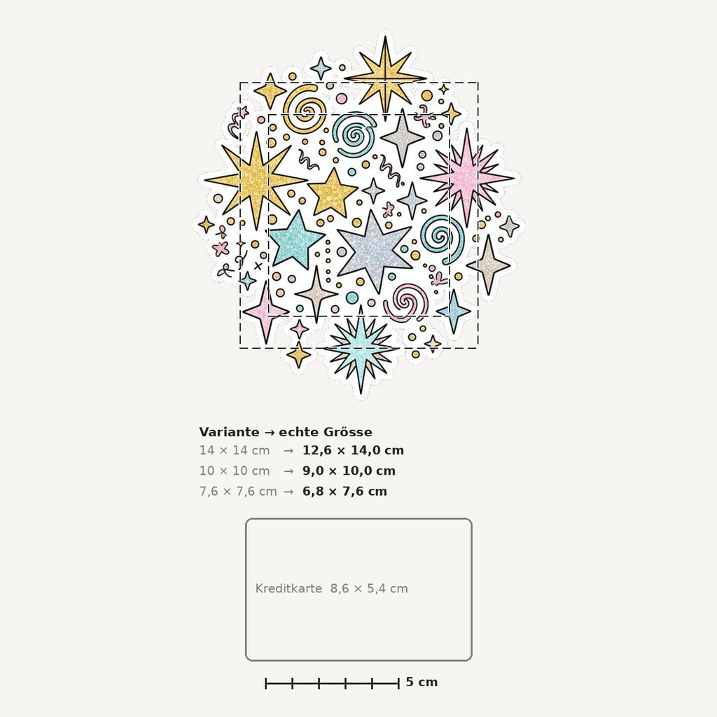 Grössenvergleich – Sticker «Sparkle Cluster» · 1 Stück