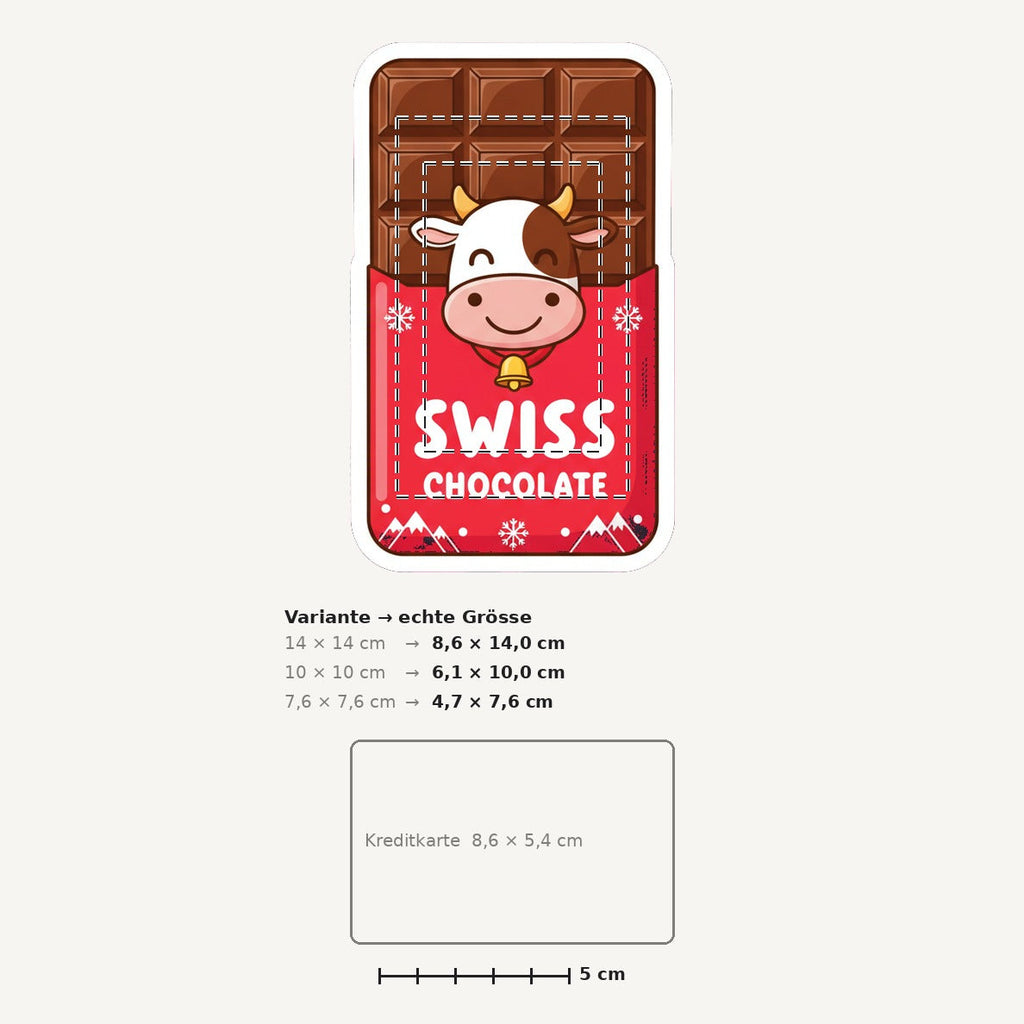 Grössenvergleich – Sticker «Swiss Chocolate» · 1 Stück