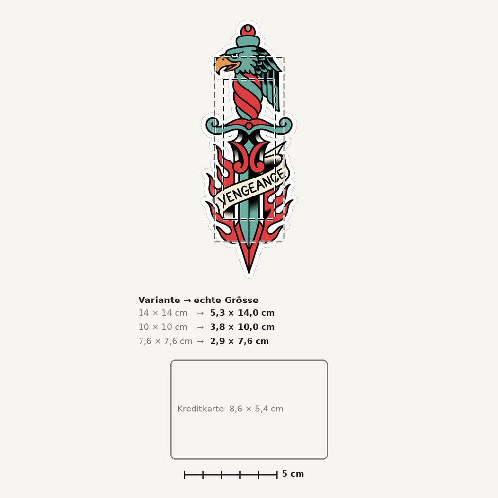 Grössenvergleich – Sticker «Dagger» · 1 Stück
