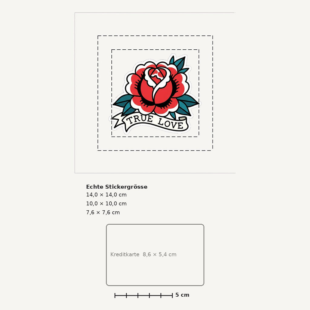 Grössenvergleich – Sticker «Rose» · 1 Stück
