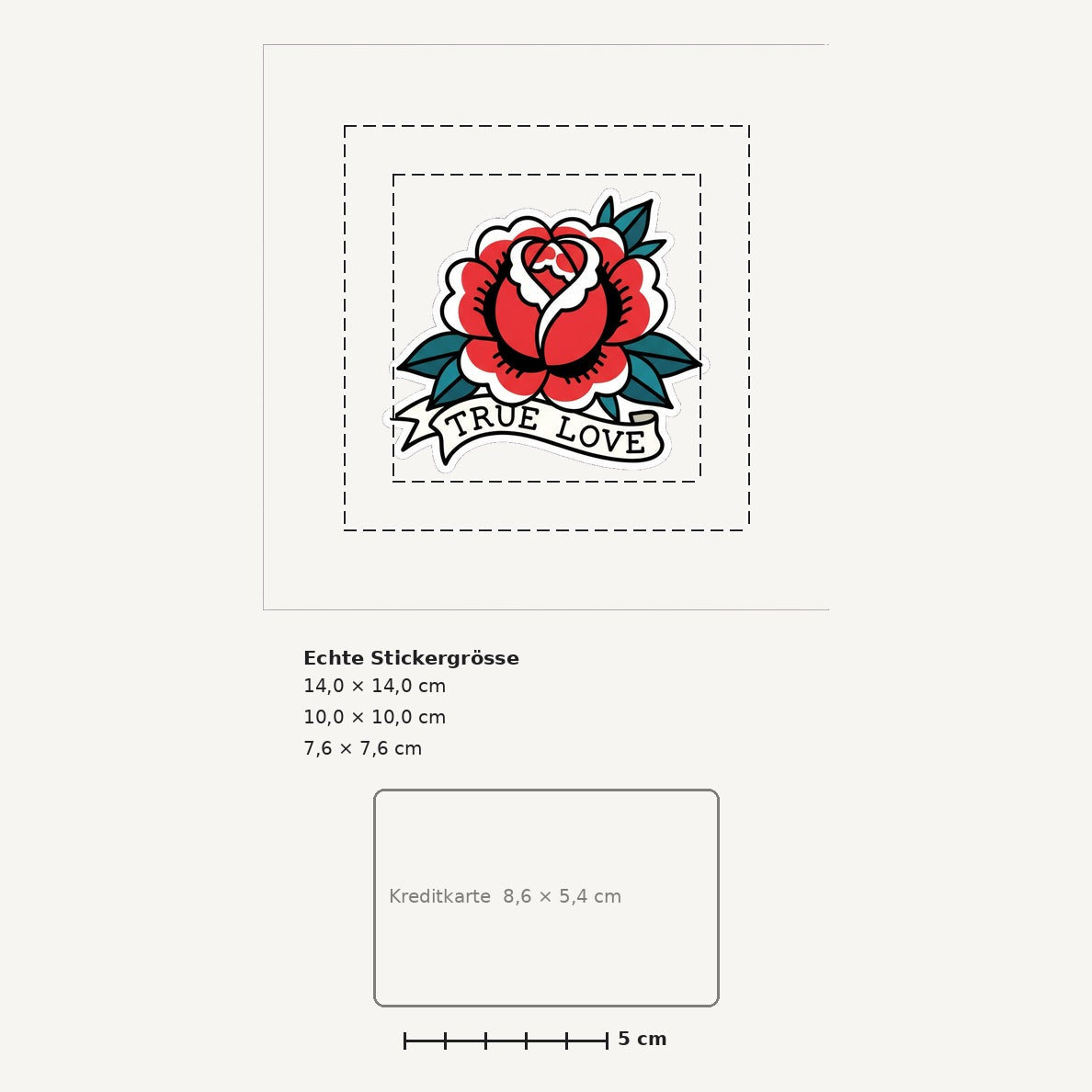 Grössenvergleich – Sticker «Rose» · 1 Stück