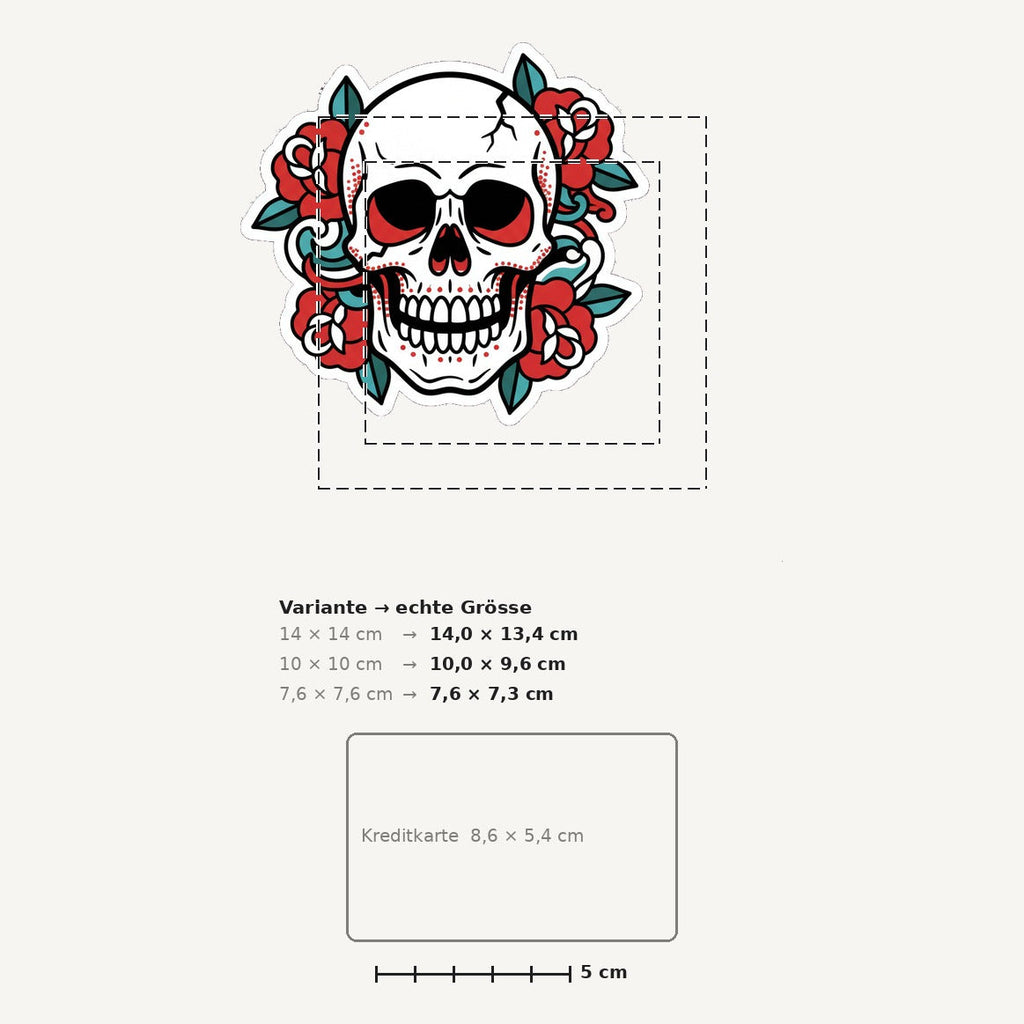 Grössenvergleich – Sticker «Skull Rose» · 1 Stück