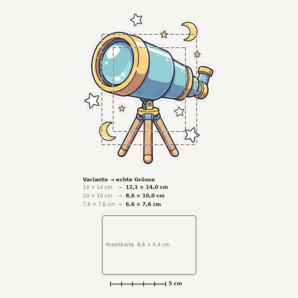 Grössenvergleich – Sticker «Telescope» · 1 Stück