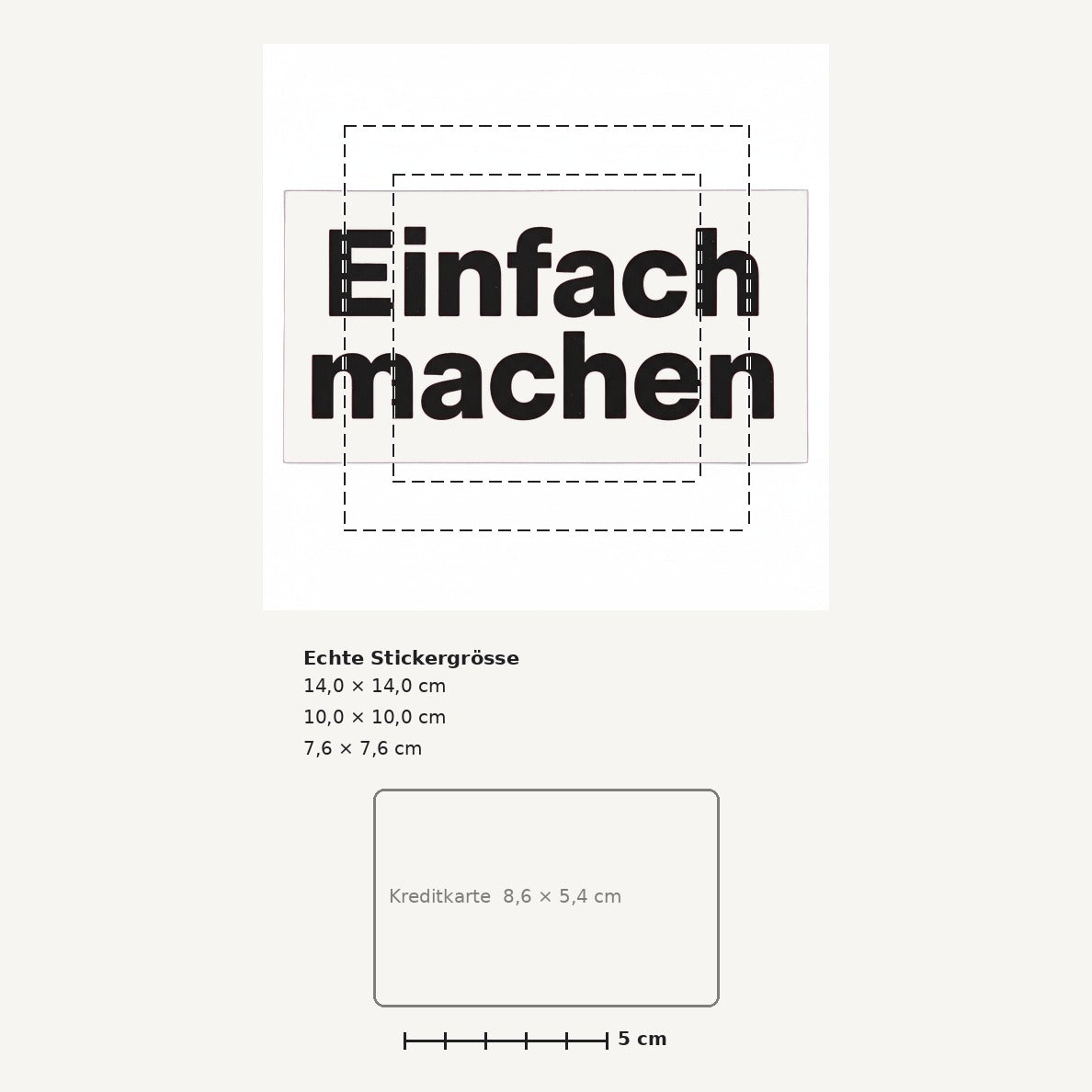 Grössenvergleich – Sticker «Einfachmachen» · 1 Stück