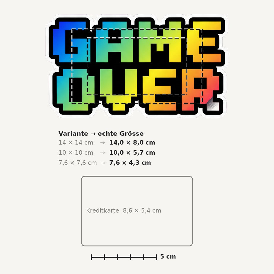 Grössenvergleich – Sticker «Gameover» · 1 Stück