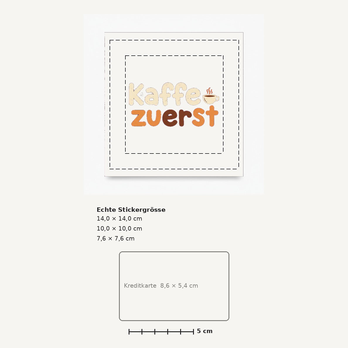 Grössenvergleich – Sticker «Kaffee» · 1 Stück