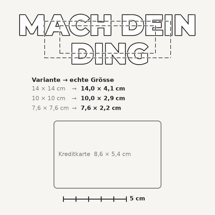 Grössenvergleich – Sticker «Machdeinding» · 1 Stück