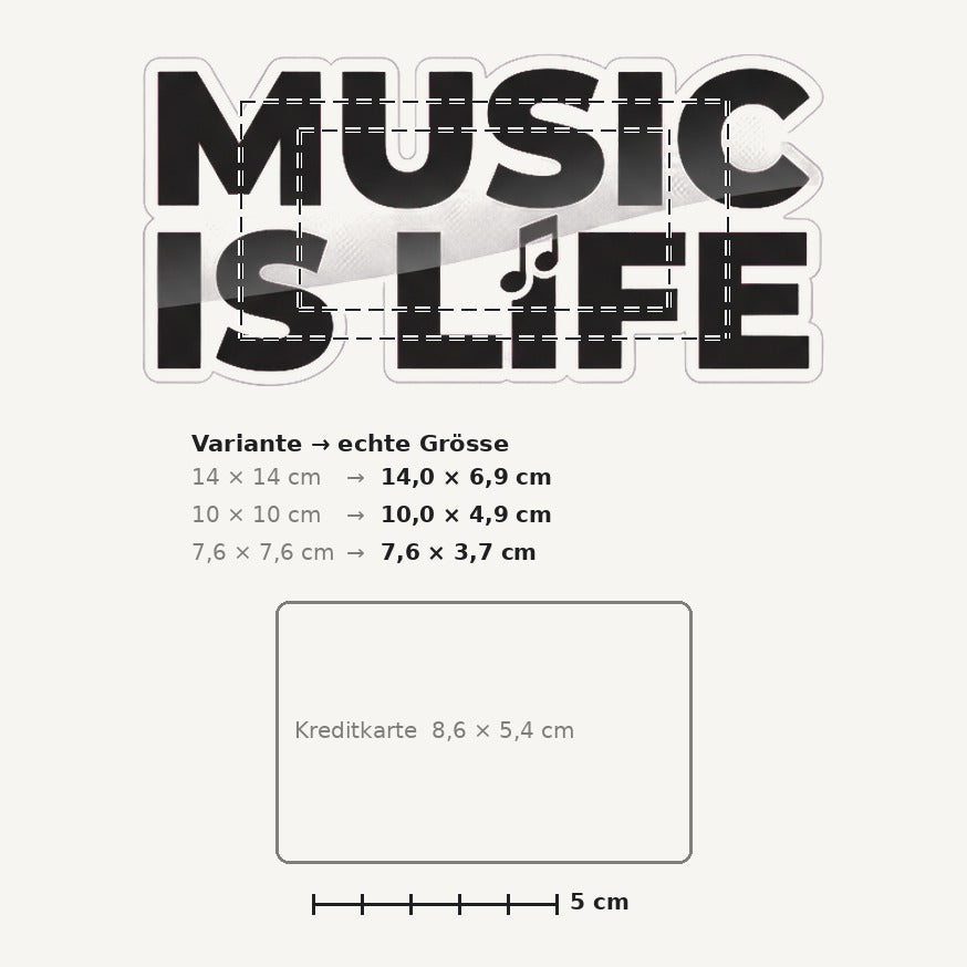 Grössenvergleich – Sticker «Musiclife» · 1 Stück
