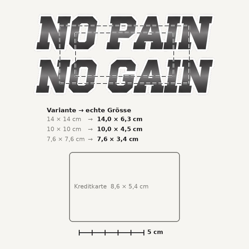 Grössenvergleich – Sticker «Nopain» · 1 Stück