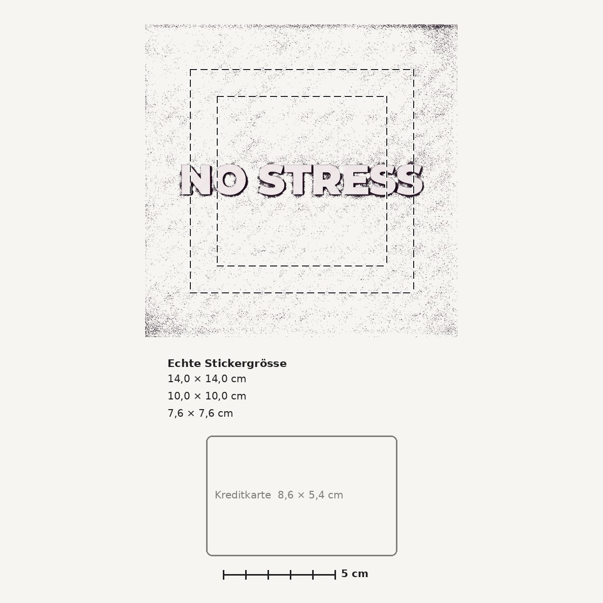Grössenvergleich – Sticker «Nostress» · 1 Stück